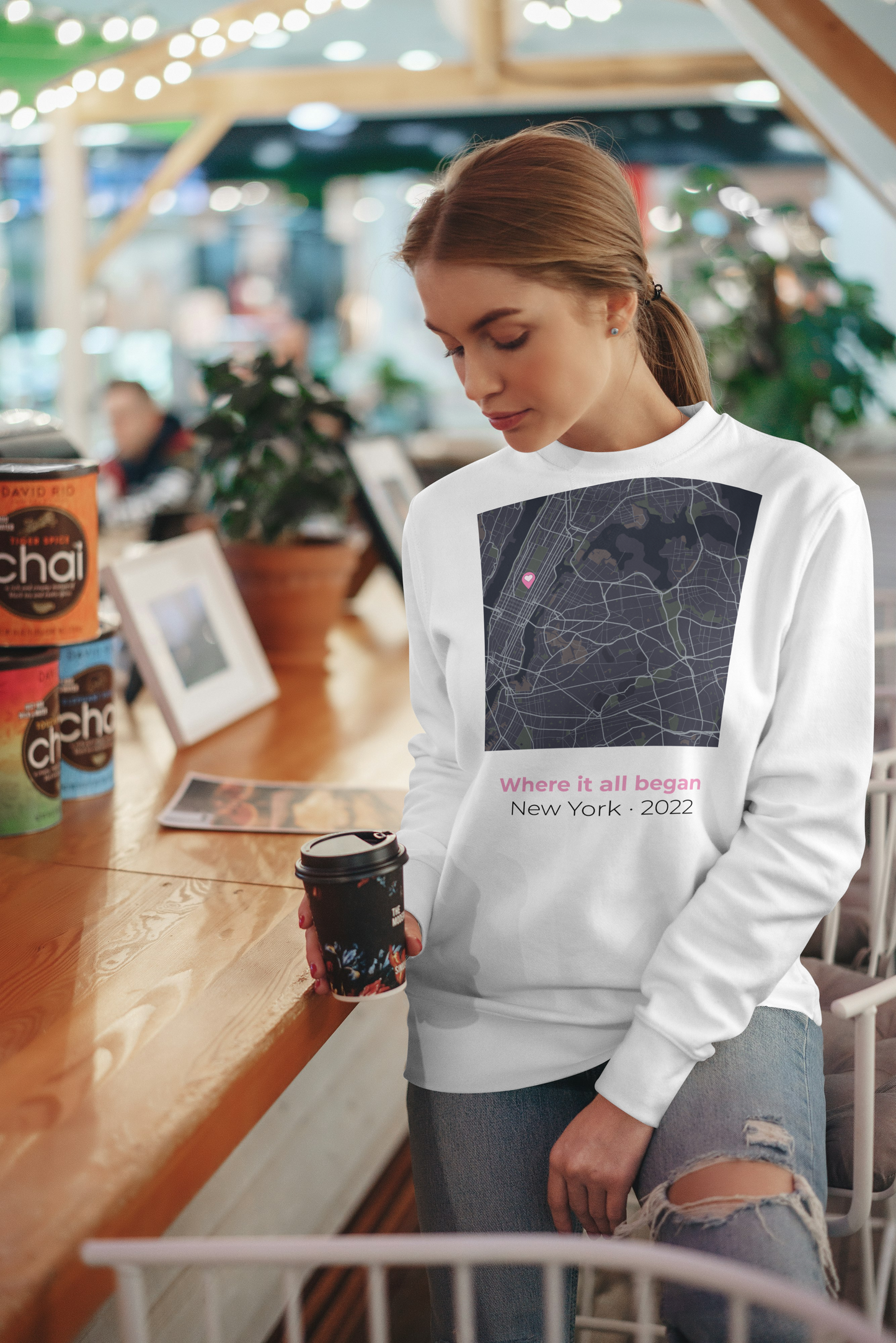 Bluza z nadrukiem Love Story Location – „Where it all began”