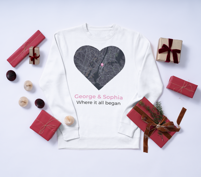 Spersonalizowana bluza z mapą miłości 