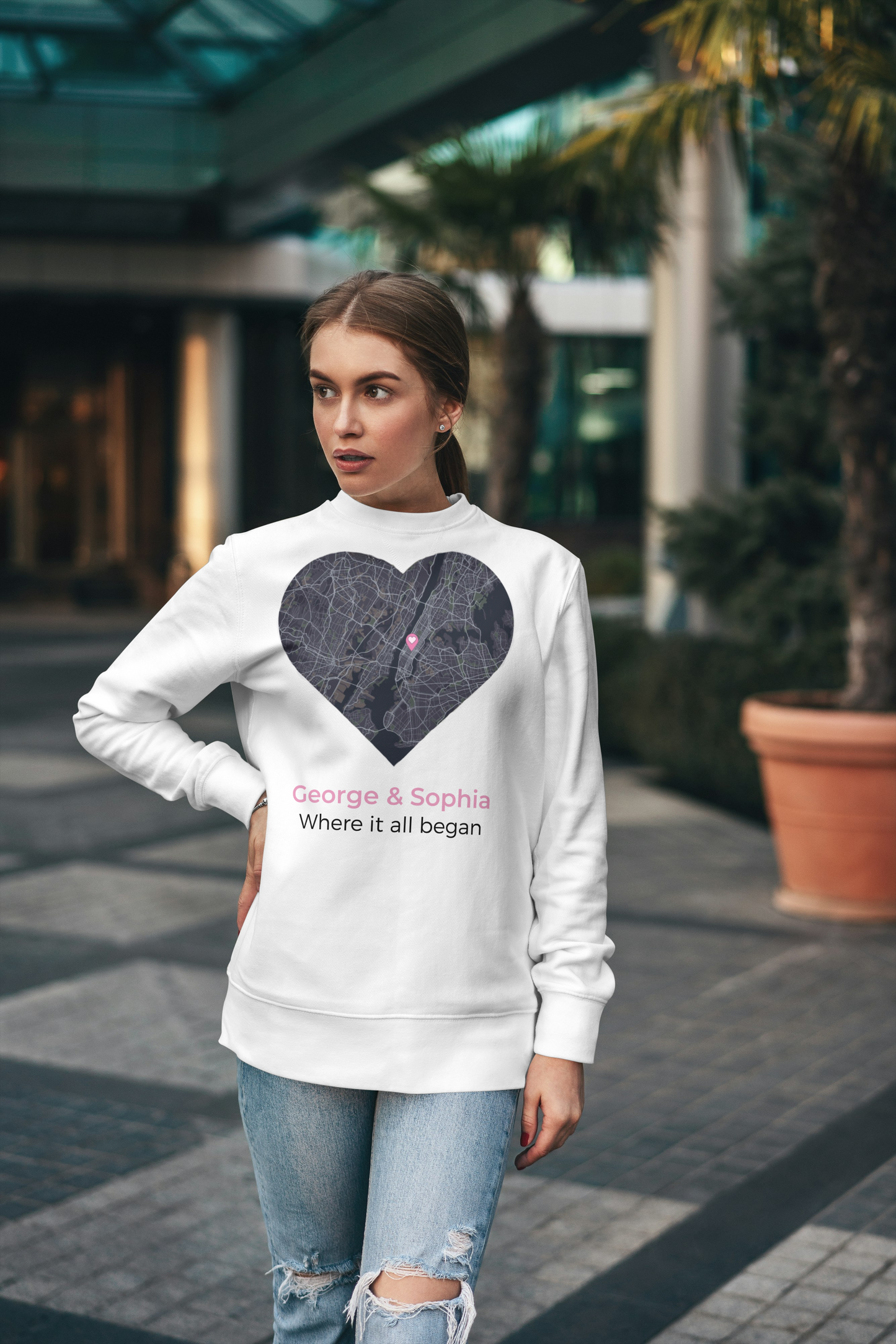 Spersonalizowana bluza z mapą miłości 